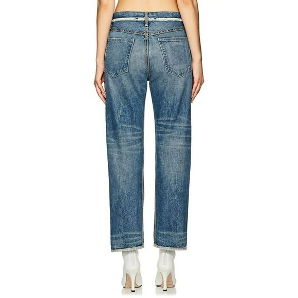 NWT Helmut Lang Inside Out Oversized Boyfriend Jeans Blue Denim White Pockets - Picture 4 of 14